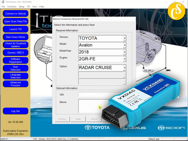 Install VXDIAG VCX NANO Toyota Techstream V18 (1)